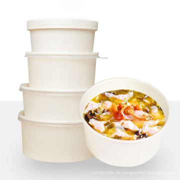 Recipiente de recipiente de comida de cuenco de papel de sopa caliente desechable